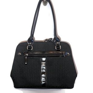 Giani Bernini Black Fabric GB Logo Shoulder Organizer Handbag Bag